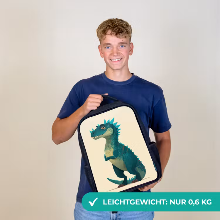 Dinosaurus - Turquoise - Stekels Rugzak - Zwart middel -sfeer7_DE