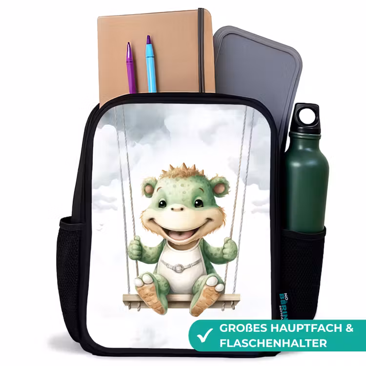 Draak - Baby dier - Kinderen Rugzak - Zwart middel -inhoud_DE