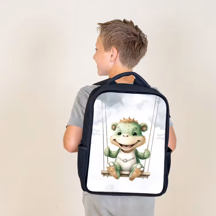 Draak - Baby dier - Kinderen Rugzak - Zwart middel -sfeer2