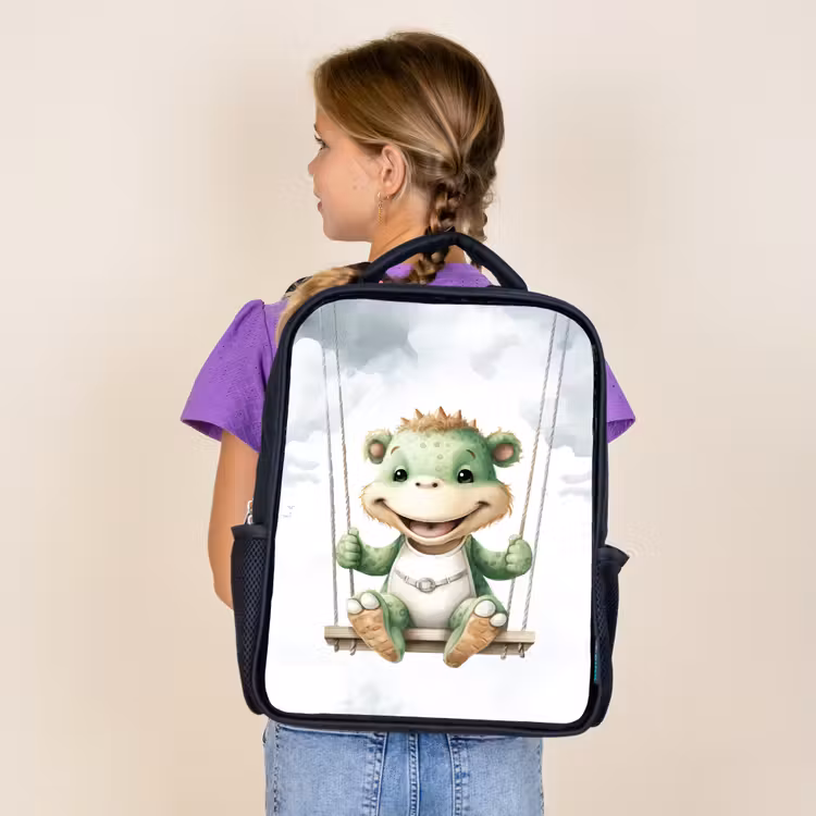 Draak - Baby dier - Kinderen Rugzak - Zwart middel -sfeer5