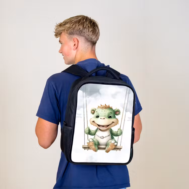 Draak - Baby dier - Kinderen Rugzak - Zwart middel -sfeer8