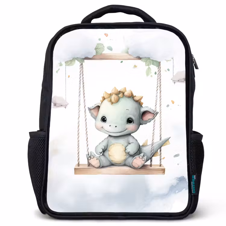 Draak - Baby dier - Kinderen Rugzak - Zwart middel -3d