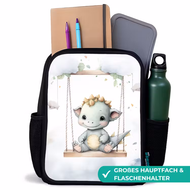 Draak - Baby dier - Kinderen Rugzak - Zwart middel -inhoud_DE