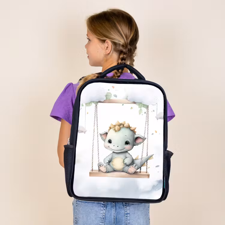 Draak - Baby dier - Kinderen Rugzak - Zwart middel -sfeer5