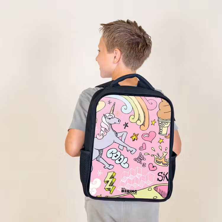Unicorn doodles Rugzak - Zwart middel -sfeer2