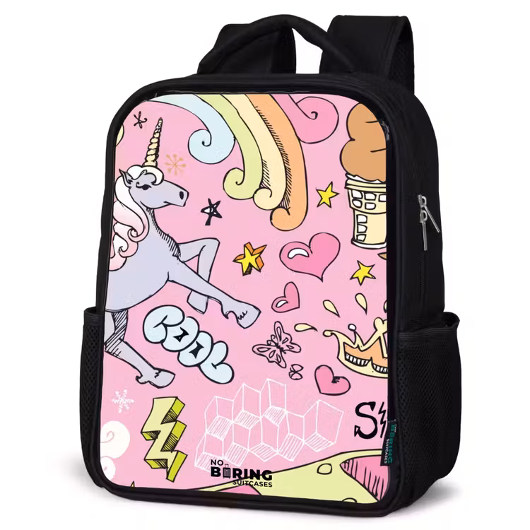 Unicorn doodles Rugzak - Zwart middel -schuin