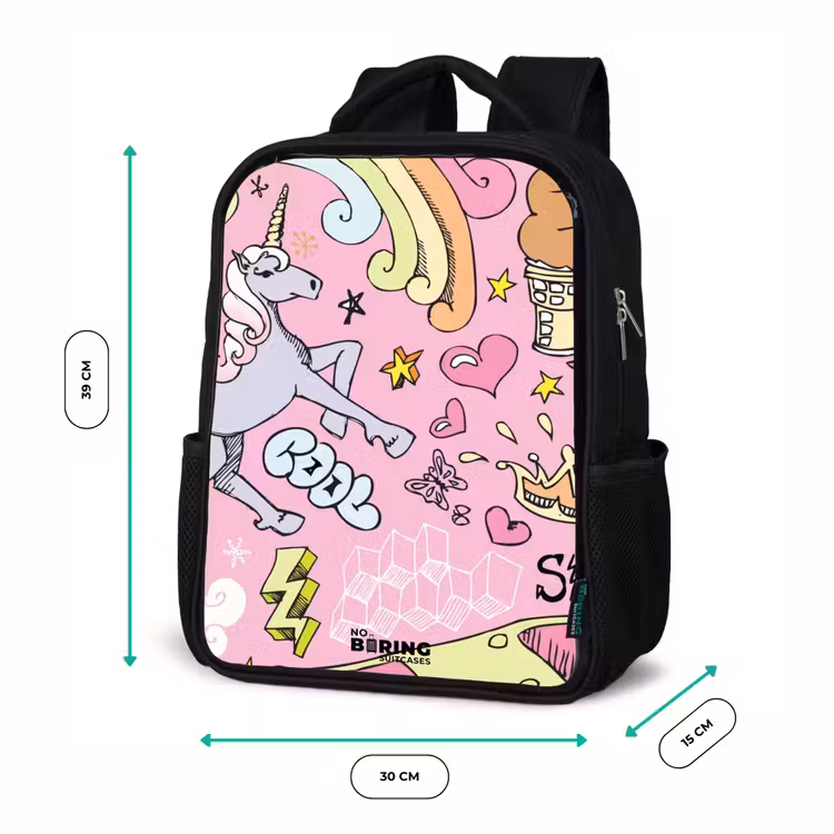 Unicorn doodles Rugzak - Zwart middel -productfoto_formaten