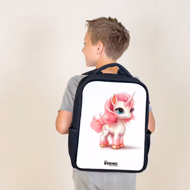 Eenhoorn met roze manen Rugzak - Zwart middel -sfeer2