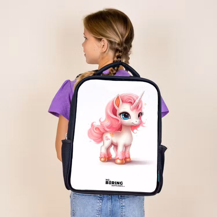 Eenhoorn met roze manen Rugzak - Zwart middel -sfeer5