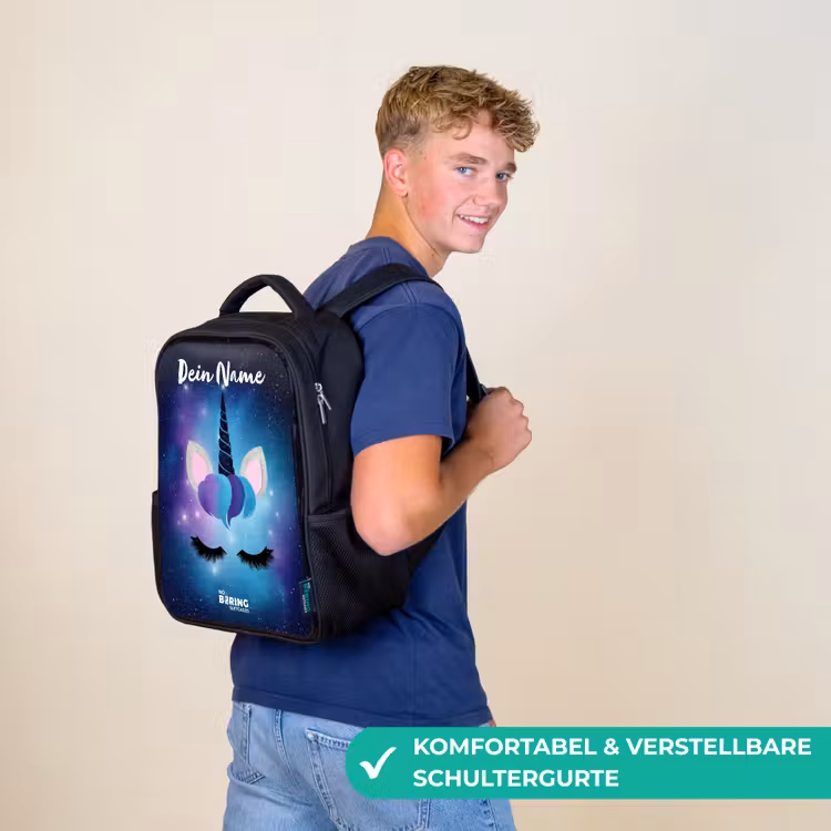 Eenhoorn - Sterren - Blauw Rugzak - Zwart middel -sfeer9_DE