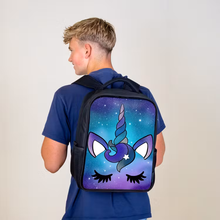 Eenhoorn - Sterrenhemel - Ster - Blauw Rugzak - Zwart middel -sfeer8
