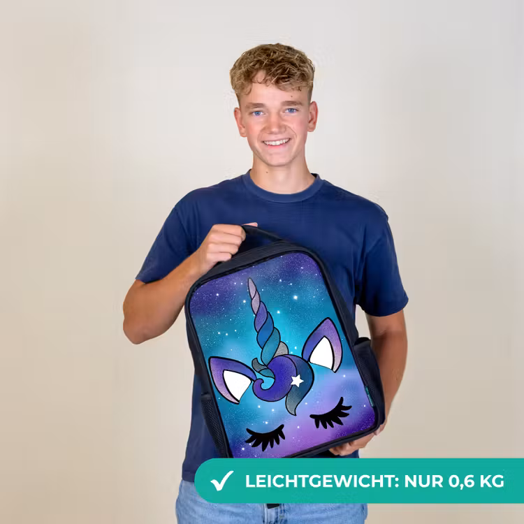 Eenhoorn - Sterrenhemel - Ster - Blauw Rugzak - Zwart middel -sfeer7_DE