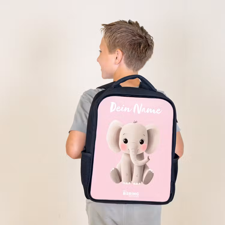 Olifant - Grijs - Baby - Slurf Rugzak - Zwart middel -sfeer2