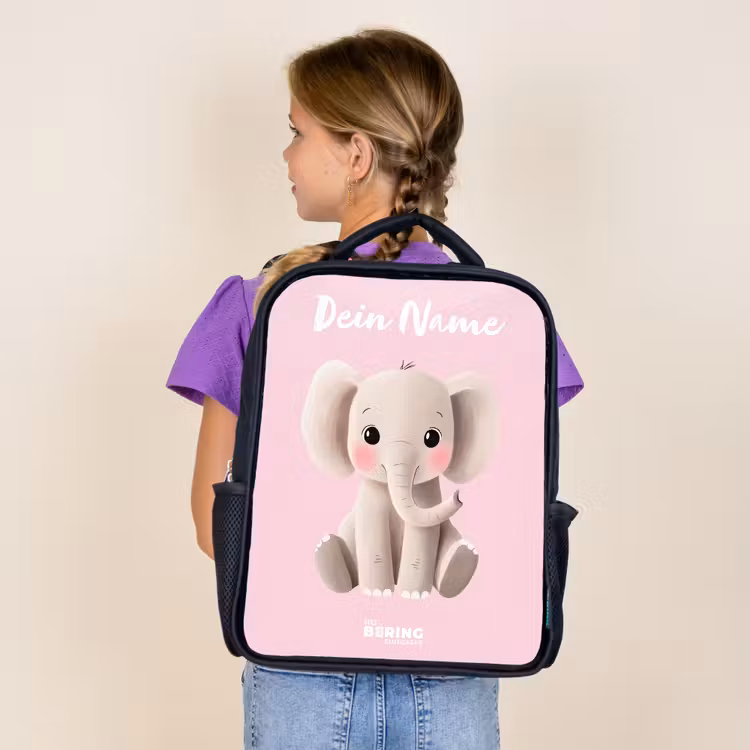 Olifant - Grijs - Baby - Slurf Rugzak - Zwart middel -sfeer5