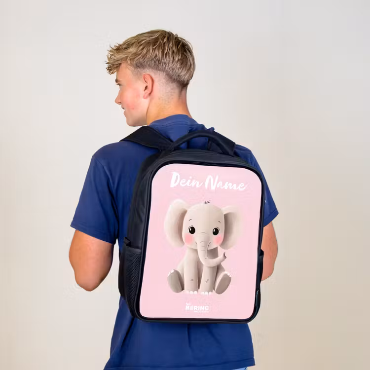 Olifant - Grijs - Baby - Slurf Rugzak - Zwart middel -sfeer8