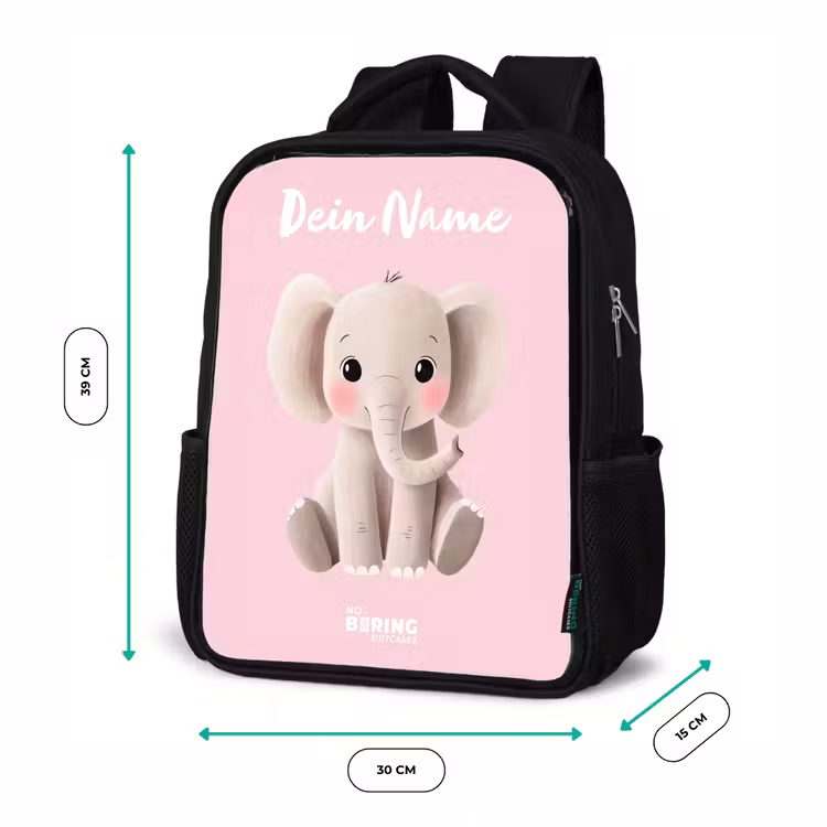 Olifant - Grijs - Baby - Slurf Rugzak - Zwart middel -productfoto_formaten