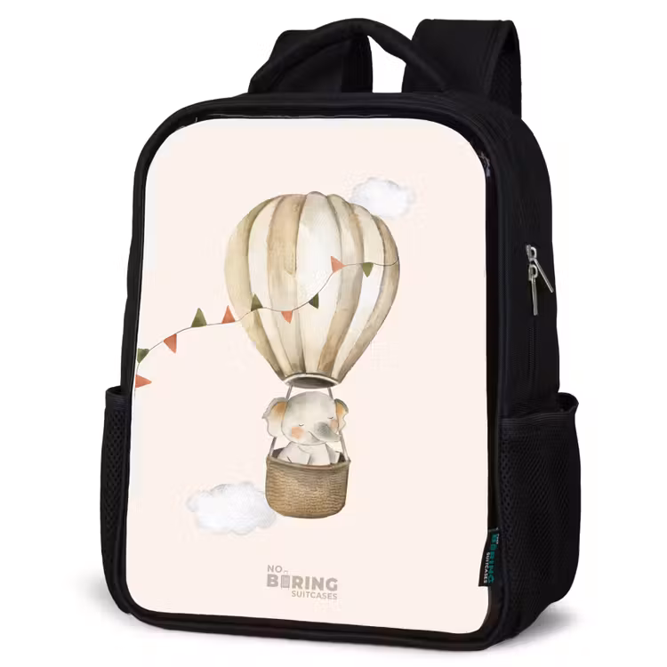 Olifant in een luchtballon Rugzak - Zwart middel -schuin