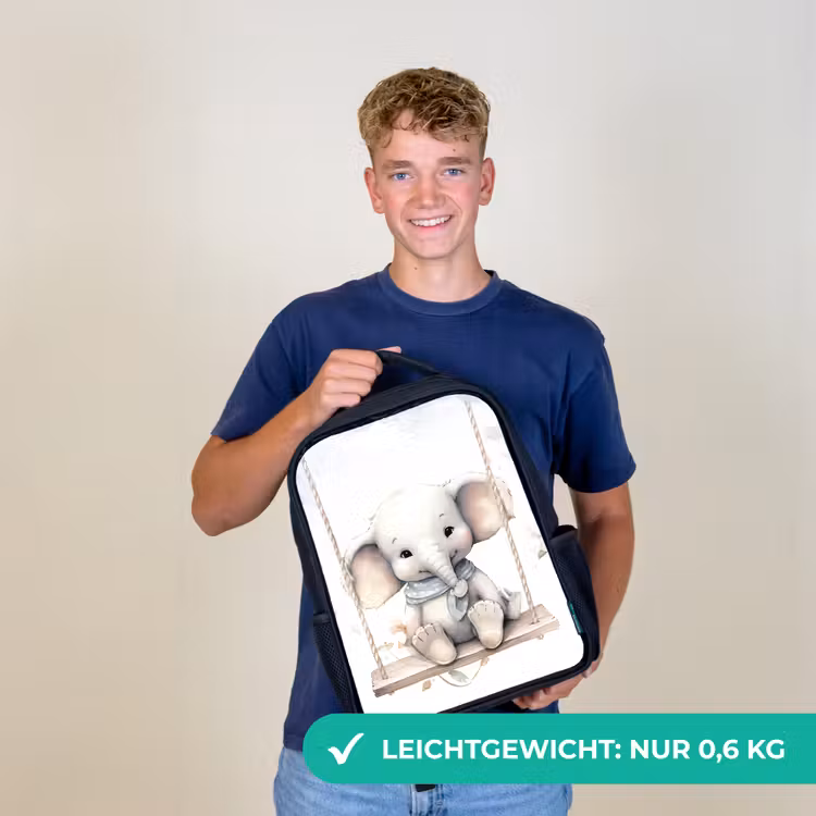 Olifant - Dier - Kinderen Rugzak - Zwart middel -sfeer7_DE