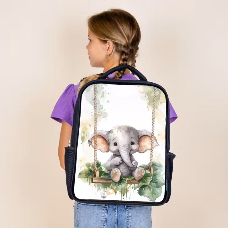 Olifant - Dier - Kinderen - Jungle Rugzak - Zwart middel -sfeer5