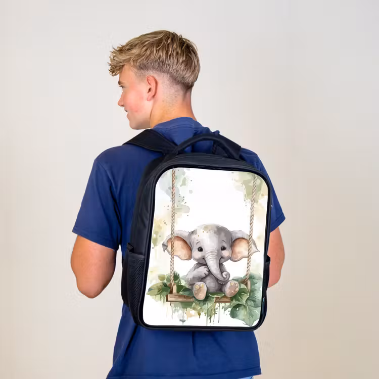 Olifant - Dier - Kinderen - Jungle Rugzak - Zwart middel -sfeer8