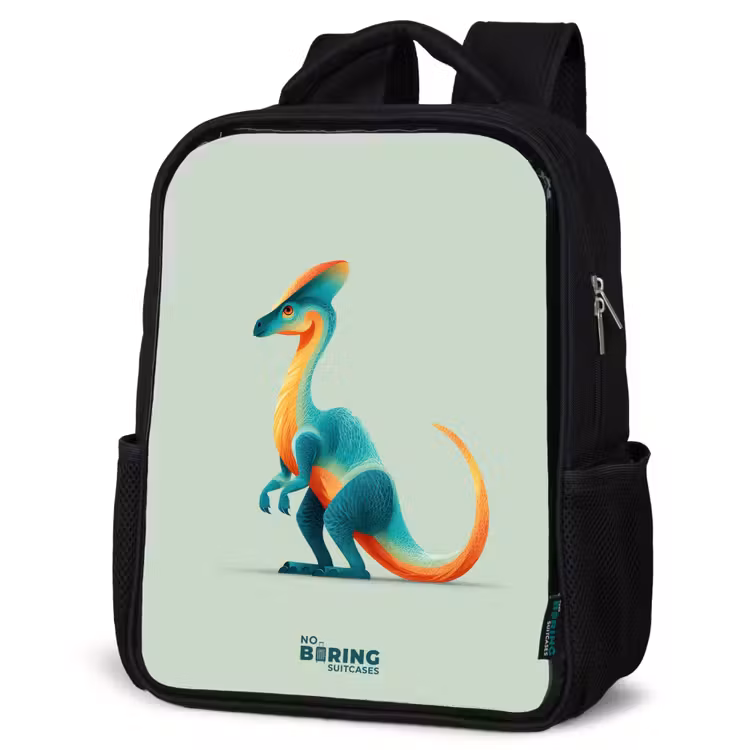 Elegante dino met kam Rugzak - Zwart middel -schuin