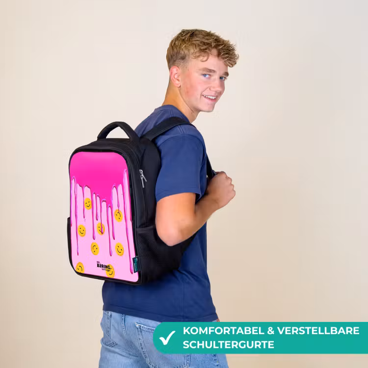 Verf - Smiley - Roze Rugzak - Zwart middel -sfeer9_DE
