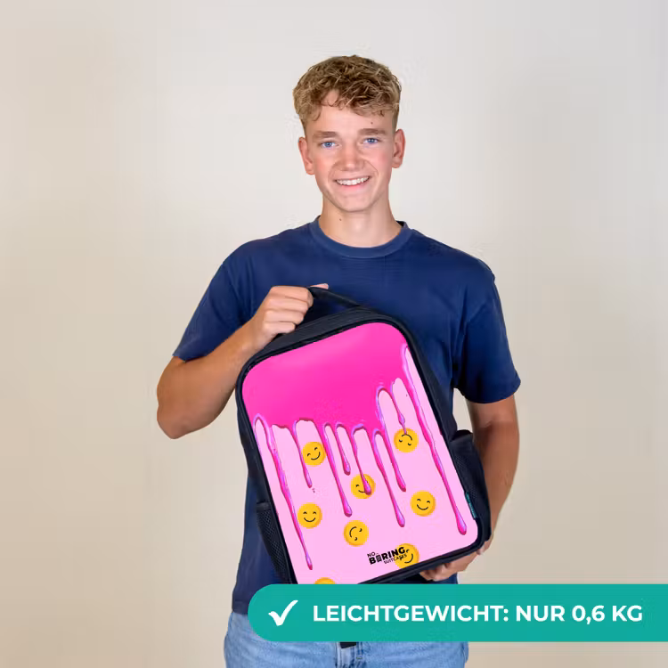 Verf - Smiley - Roze Rugzak - Zwart middel -sfeer7_DE