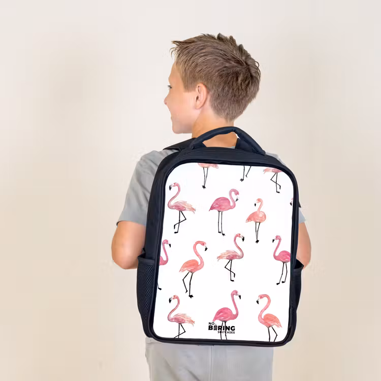 Flamingo feestje Rugzak - Zwart middel -sfeer2