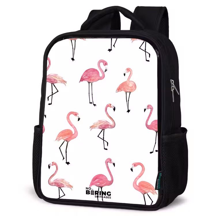 Flamingo feestje Rugzak - Zwart middel -schuin