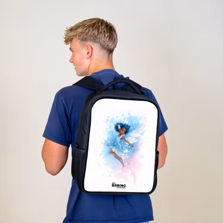 Vliegende fee in blauwe tinten Rugzak - Zwart middel -sfeer8