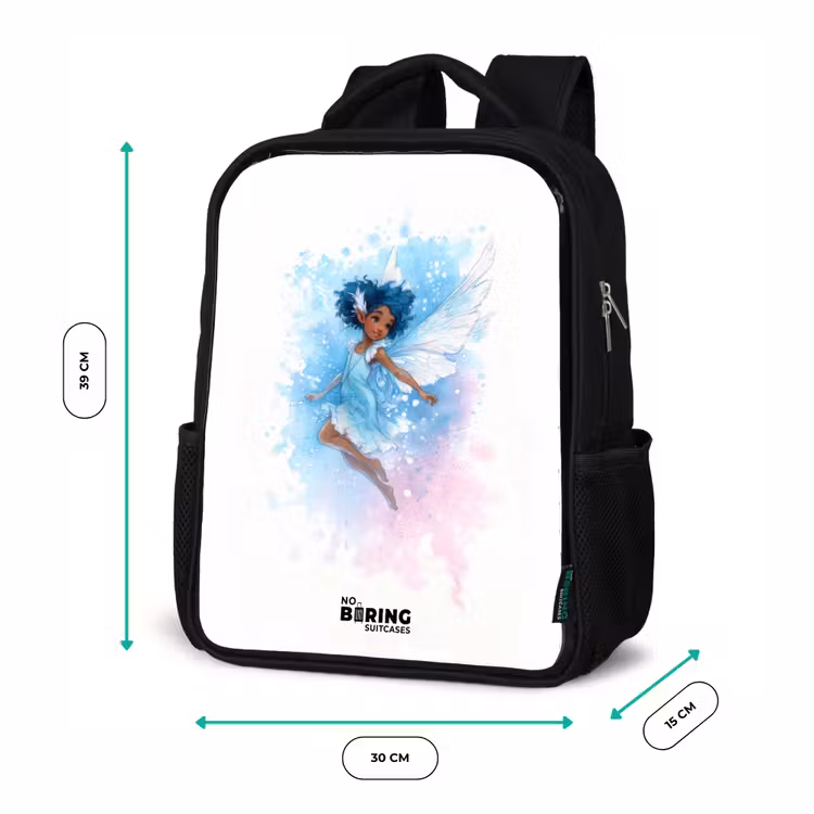Vliegende fee in blauwe tinten Rugzak - Zwart middel -productfoto_formaten
