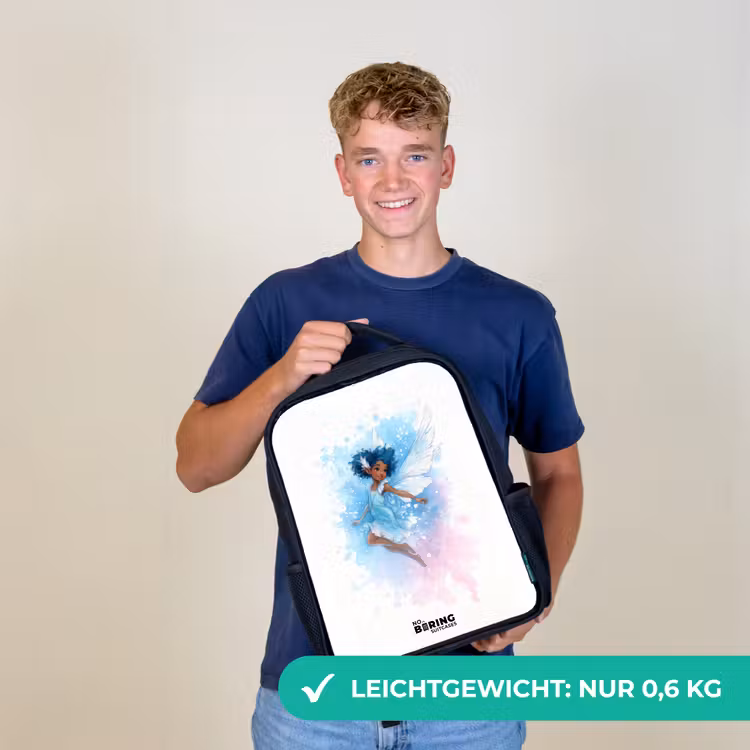 Vliegende fee in blauwe tinten Rugzak - Zwart middel -sfeer7_DE
