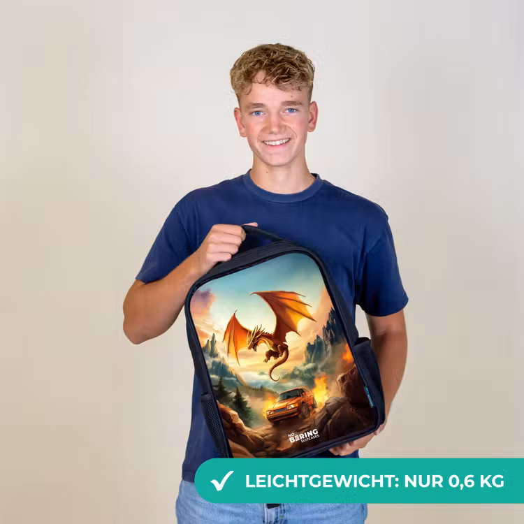 Vliegende draak boven vurige bergweg Rugzak - Zwart middel -sfeer7_DE
