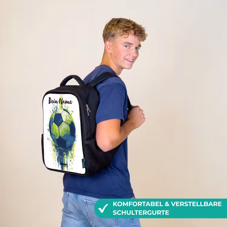Voetbalvibes - Verf - Groen - Blauw Rugzak - Zwart middel -sfeer9_DE
