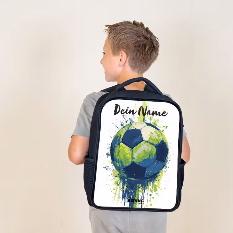 Voetbalvibes - Verf - Groen - Blauw Rugzak - Zwart middel -sfeer2