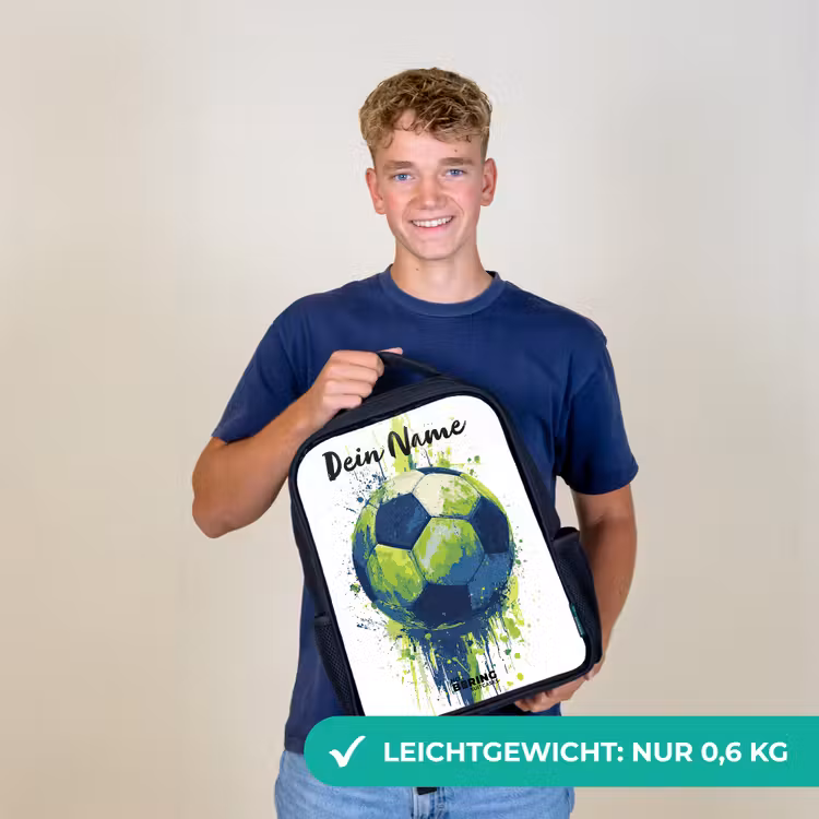 Voetbalvibes - Verf - Groen - Blauw Rugzak - Zwart middel -sfeer7_DE