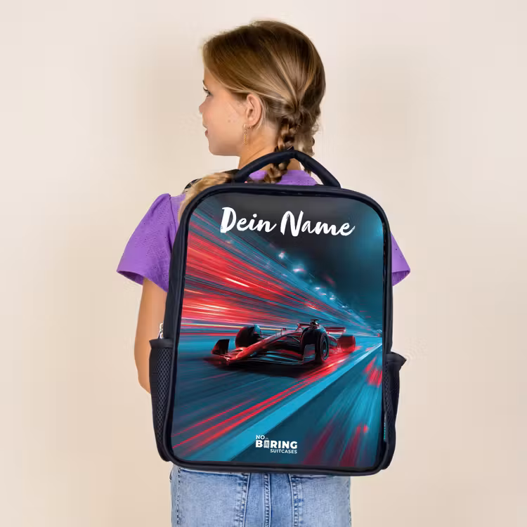 Formule 1 - Raceauto - Rood - Neonverlichting Rugzak - Zwart middel -sfeer5