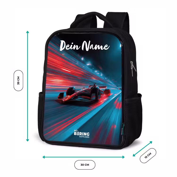 Formule 1 - Raceauto - Rood - Neonverlichting Rugzak - Zwart middel -productfoto_formaten