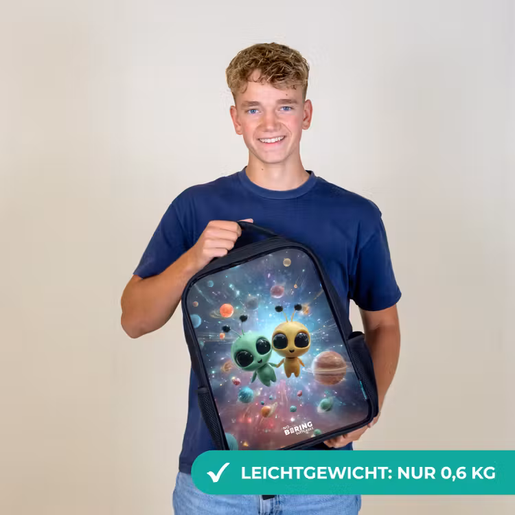 Vrolijke buitenaardse vrienden Rugzak - Zwart middel -sfeer7_DE