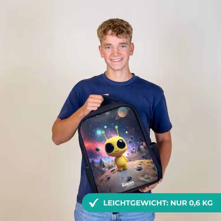 Vrolijk buitenaards wezentje Rugzak - Zwart middel -sfeer7_DE