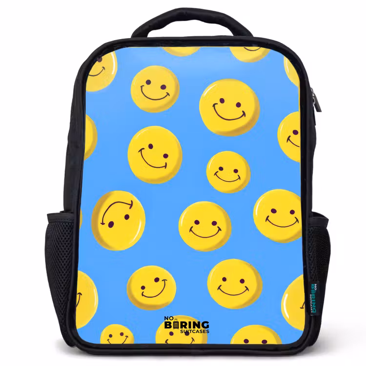 Vrolijke smileyregen Rugzak - Zwart middel -3d