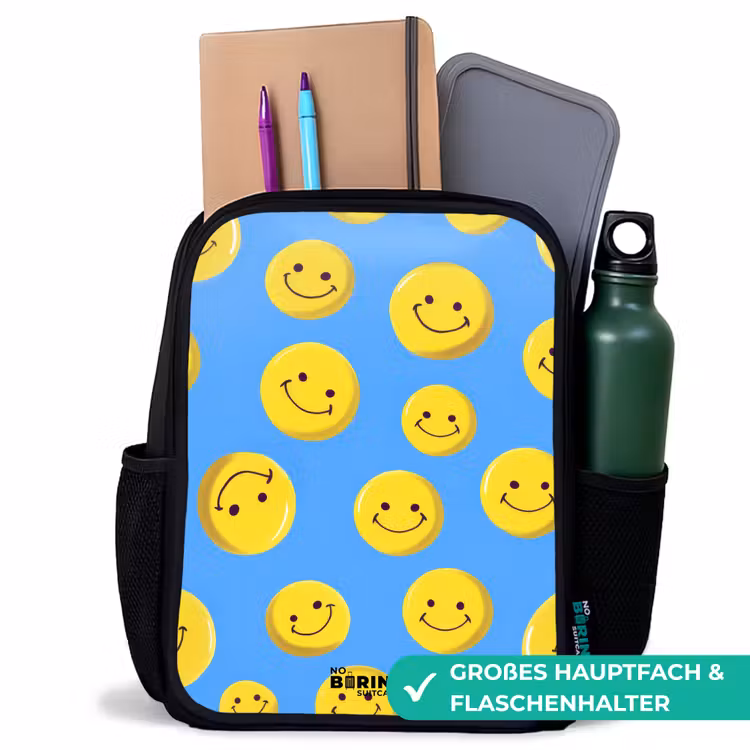 Vrolijke smileyregen Rugzak - Zwart middel -inhoud_DE