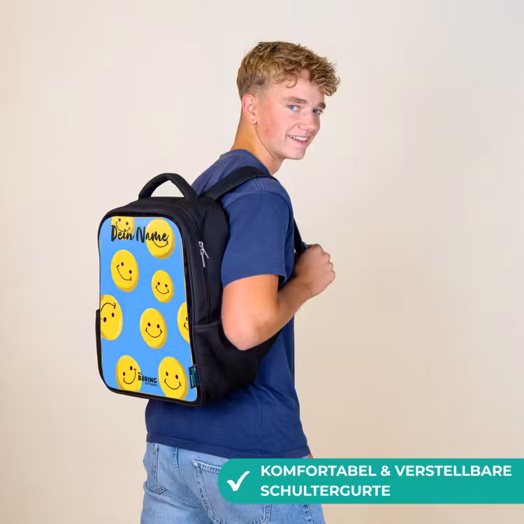 Vrolijke smileyregen Rugzak - Zwart middel -sfeer9_DE