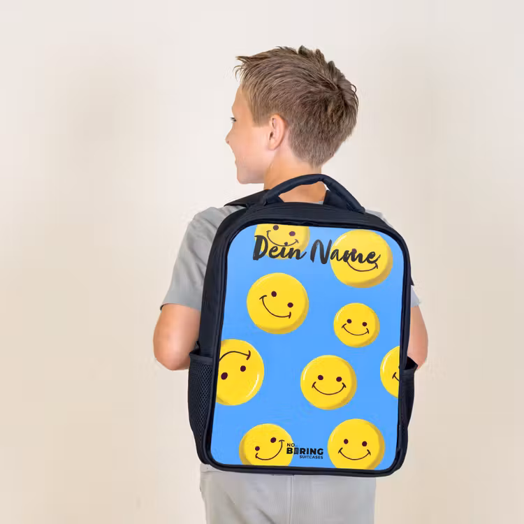Vrolijke smileyregen Rugzak - Zwart middel -sfeer2