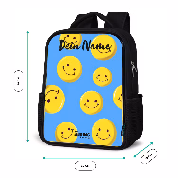 Vrolijke smileyregen Rugzak - Zwart middel -productfoto_formaten