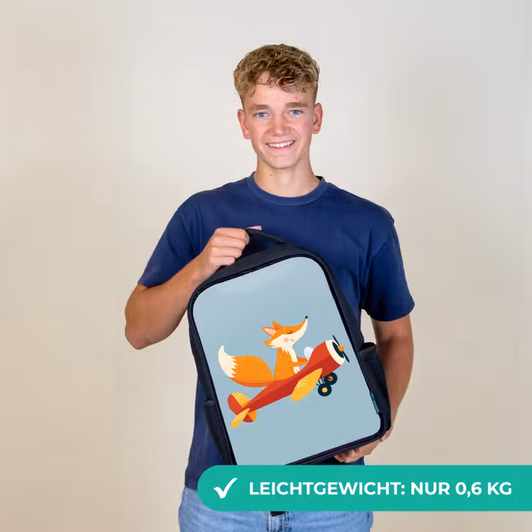 Vos - Vliegtuig - Blauw Rugzak - Zwart middel -sfeer7_DE