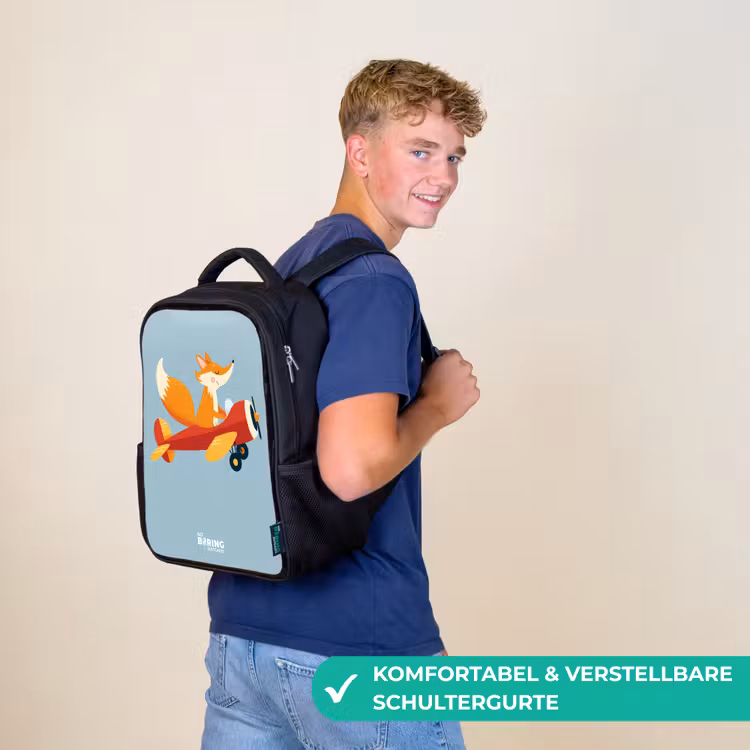 Vos - Vliegtuig - Vliegen Rugzak - Zwart middel -sfeer9_DE