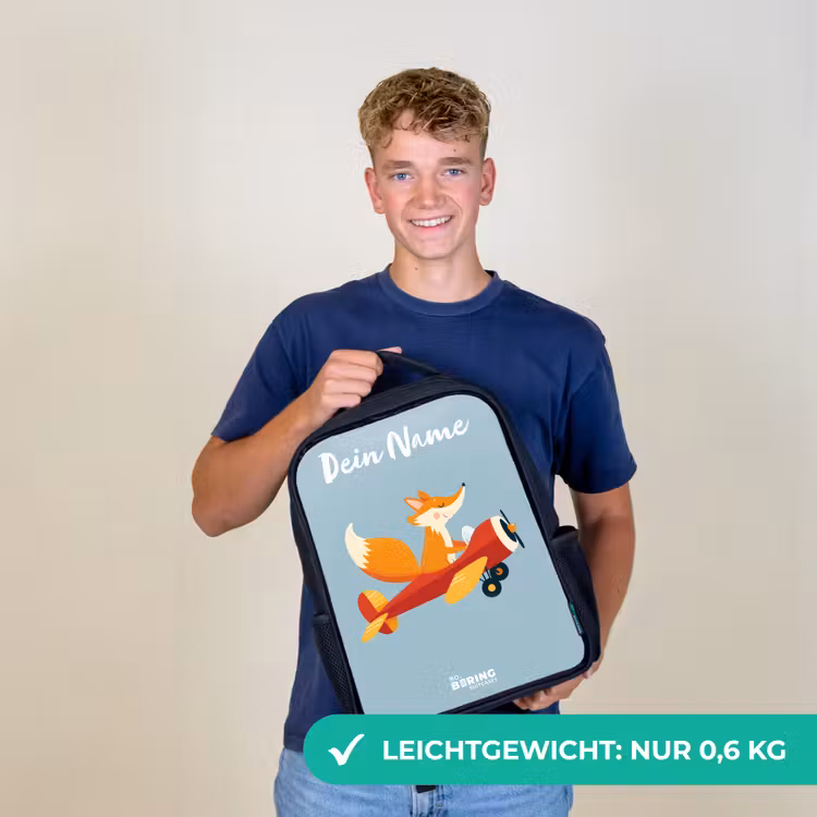 Vos - Vliegtuig - Vliegen Rugzak - Zwart middel -sfeer7_DE