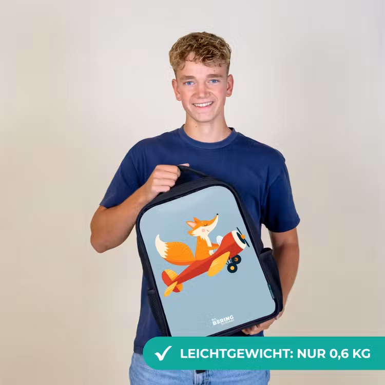 Vos - Vliegtuig - Vliegen Rugzak - Zwart middel -sfeer7_DE