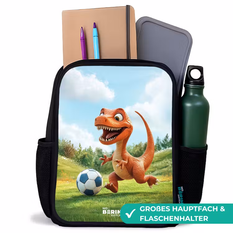 Voetbal - Dino - Sport Rugzak - Zwart middel -inhoud_DE
